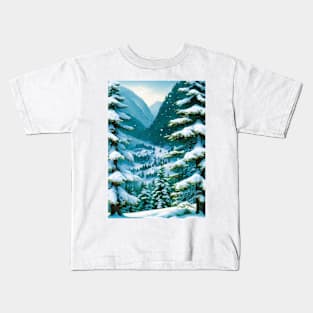 Lovely Snowy Valley in Winter Kids T-Shirt